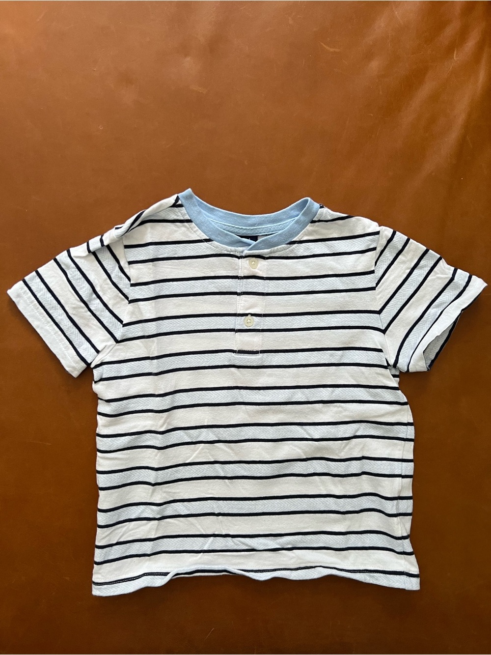 JANIE & JACK Striped Henley Cotton Tee, 4yrs